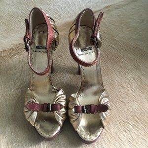 Gold Moschino Platform Heels